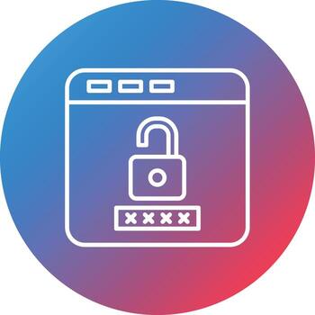 Browser Password Line Gradient Circle Background Icon vector