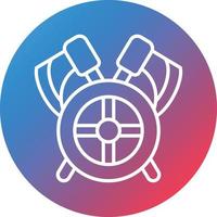 Two Axes And Shield Line Gradient Circle Background Icon vector