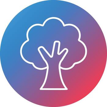 icono de fondo de círculo degradado de línea de árbol de roble vector