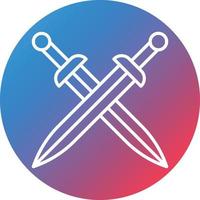 Two Swords Line Gradient Circle Background Icon vector