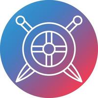 Two Swords And Shield Line Gradient Circle Background Icon vector