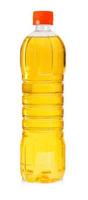 Bottle of sunflower oil isolated on white background photo