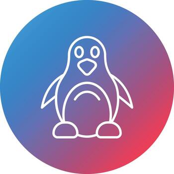 icono de fondo de círculo degradado de línea de pingüino vector