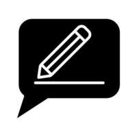 burbuja de chat con lápiz, escribiendo un vector de icono de mensaje de texto