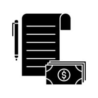 Accountant paper with money and pen icon vector