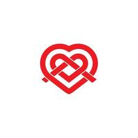 love heart overlapping ribbon care symbol vector