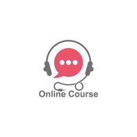 bubble talk earphone online education course symbol logo vector