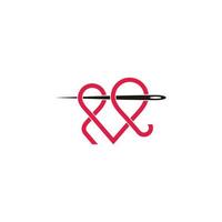 thread needle love fashion design logo vector