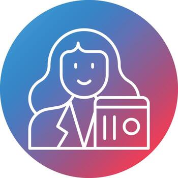 Data Scientist Female Line Gradient Circle Background Icon vector