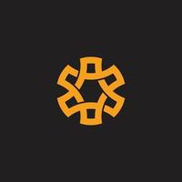 linked flat 3d triangle simple curves geometric logo vector