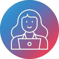 Programmer Female Line Gradient Circle Background Icon vector