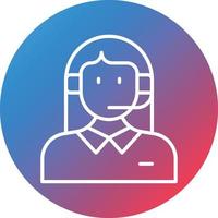 Tech Support Agent Female Line Gradient Circle Background Icon vector