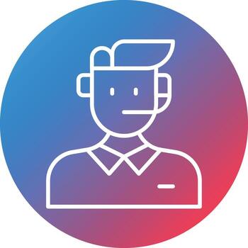 icono de fondo de círculo degradado de línea masculina de agente de soporte técnico vector