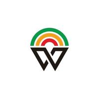 vector de logotipo de línea geométrica simple de arco iris colorido de letra w