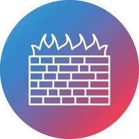 icono de fondo de círculo degradado de línea de firewall de computadora vector