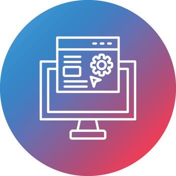 icono de fondo de círculo de degradado de línea de configuración de sitio web vector