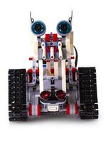 remote control robot made from building blocks assembled by children photo