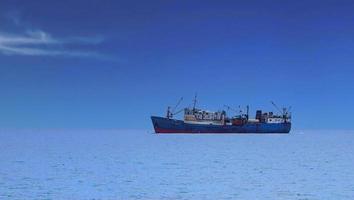 Selective focus. Fishing vessel for fishing in the sea. photo