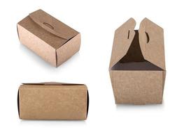 set of Brown paper food box isolated on white background with clipping path photo