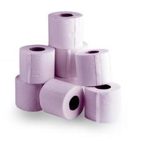 pink roll of toilet papers on a white background photo