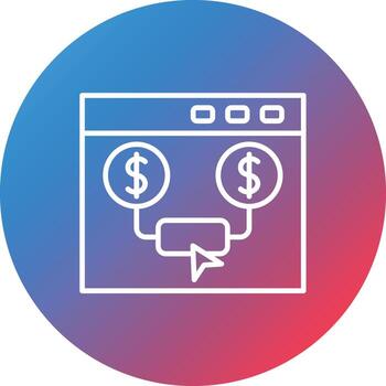icono de fondo de círculo degradado de línea de pago por clic vector