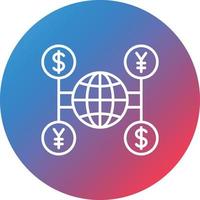 icono de fondo de círculo degradado de línea financiera mundial vector