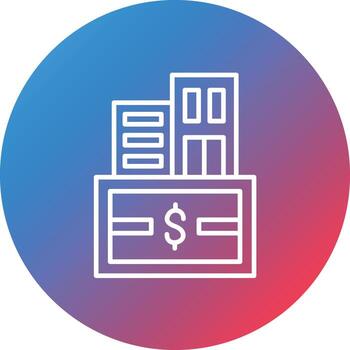 icono de fondo de círculo de gradiente de línea de activos fijos vector