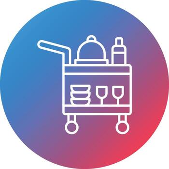 Serving Cart Line Gradient Circle Background Icon vector