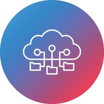 icono de fondo de círculo degradado de línea de respaldo de base de datos vector