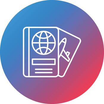 icono de fondo de círculo degradado de línea de pasaporte vector