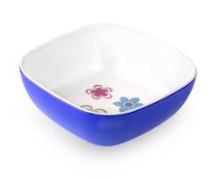 blue empy salad bowl isolated on white background photo