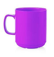 Pink mug empty blank for coffee or tea isolated on white background photo