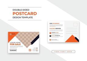Home for sale company postcard, real estate business Postcard design template vector