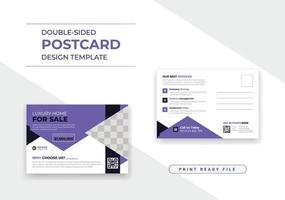 Home for sale company postcard, real estate business Postcard design template vector