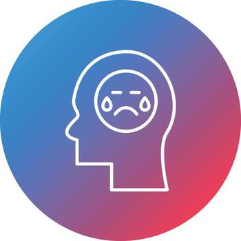 icono de fondo de círculo degradado de línea de tristeza vector