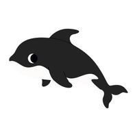 Cute black killer whale swimming, marine animal. Giant inhabitants of sea, ocean underwater life. Childish aquatic mammals print for nursery, kids apparel, poster, postcard, pattern. vector
