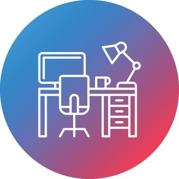 Work Table Line Gradient Circle Background Icon vector