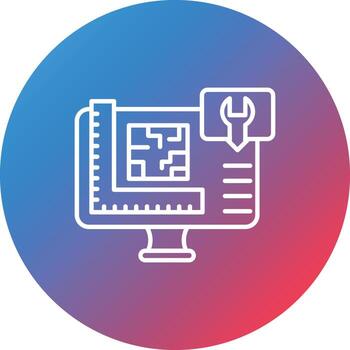 Technical Drawing Line Gradient Circle Background Icon vector