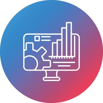 icono de fondo de círculo de gradiente de línea de monitor de ingeniería vector