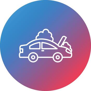 icono de fondo de círculo degradado de línea de coche roto vector