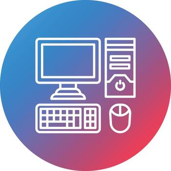 icono de fondo de círculo degradado de línea de computadora vector