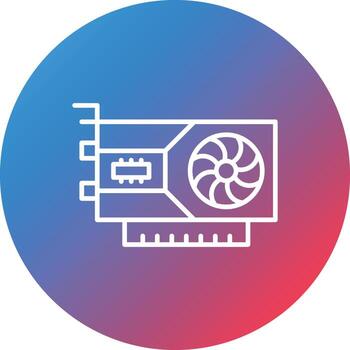 Graphics Card Line Gradient Circle Background Icon vector