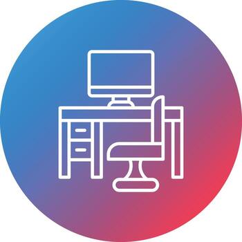 Computer Table Line Gradient Circle Background Icon vector