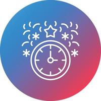 New Year Clock Line Gradient Circle Background Icon vector