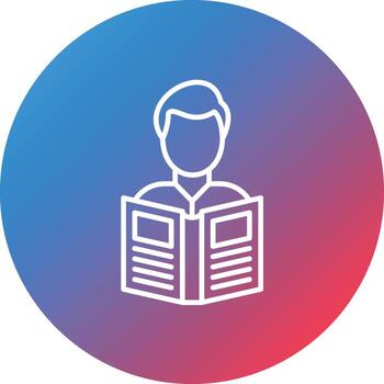 Man Reading Book Line Gradient Circle Background Icon vector