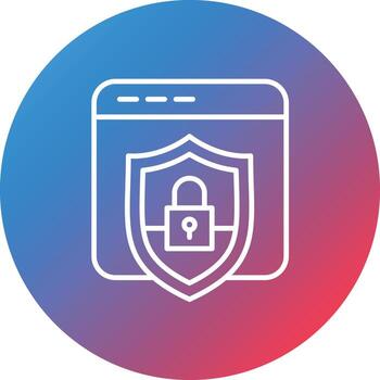 icono de fondo de círculo degradado de línea de seguridad del sitio web vector