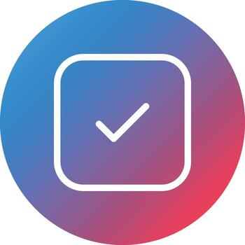 icono de fondo de círculo degradado de línea cuadrada de tick vector