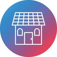 Solar House Line Gradient Circle Background Icon vector