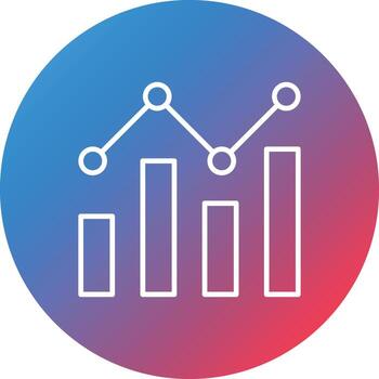 Bar Chart Line Gradient Circle Background Icon vector