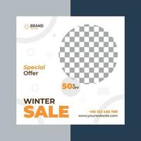 New editable minimal square Winter Sell banner template. Suitable for social media posts and web or internet ads. Vector illustration with photo college.